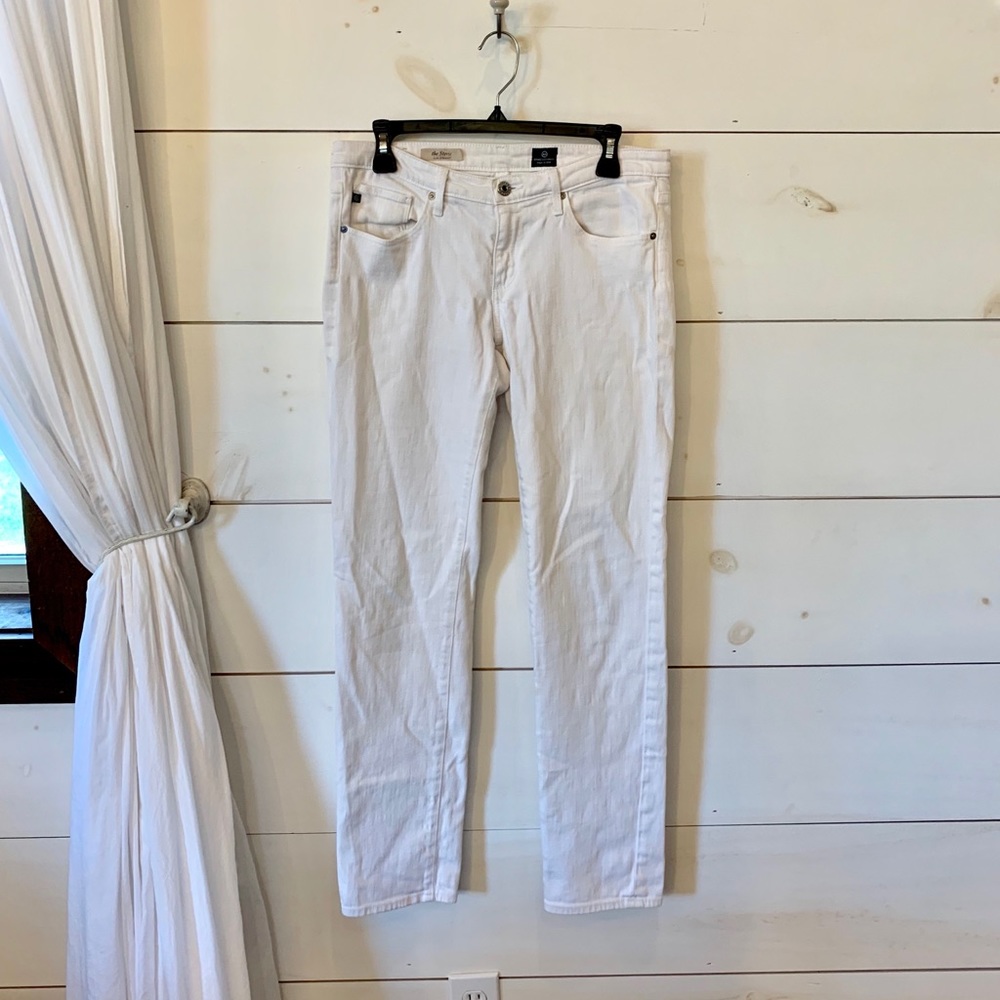 Anthro White Straight Leg Slim Jeans